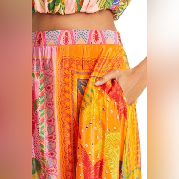 NEW FARM RIO Mixed Scarves Midi Skirt In Multicolor Size Medium - Picture 3 of 16